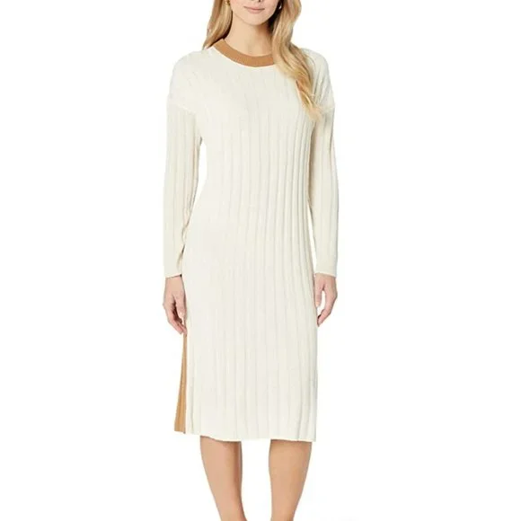 Madewell (Re)Sourced Ribbed Midi Sweater Dress Women's Dress Antique Cream : MD (Women's 6-8)